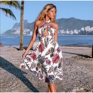 Women's Cupshe  Kara Tropical Halter Dress size MD New With‎ Tags Sundress